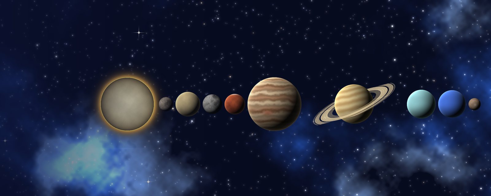 Les planètes du système solaire alignées