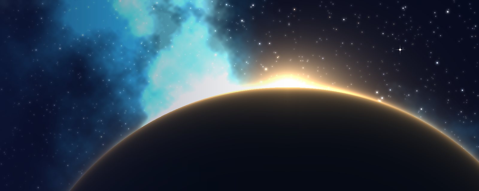 Lever de soleil sur l'horizon d'une planète